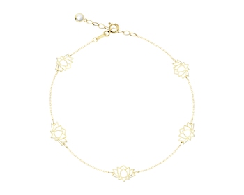 Złota bransoletka z cyrkonią - kwiaty lotosu