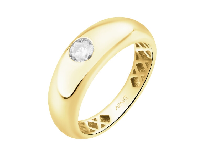 Złoty pierścionek z cyrkonią