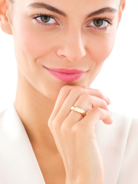 9 K Yellow Gold Band Ring with Cubic Zirconia