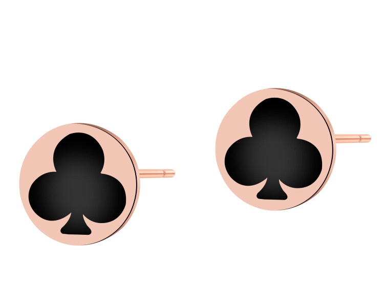 Kolczyki ze stali szlachetnej z emalią - trefl