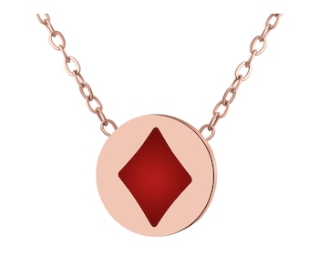 Naszyjnik ze stali szlachetnej z emalią - karo