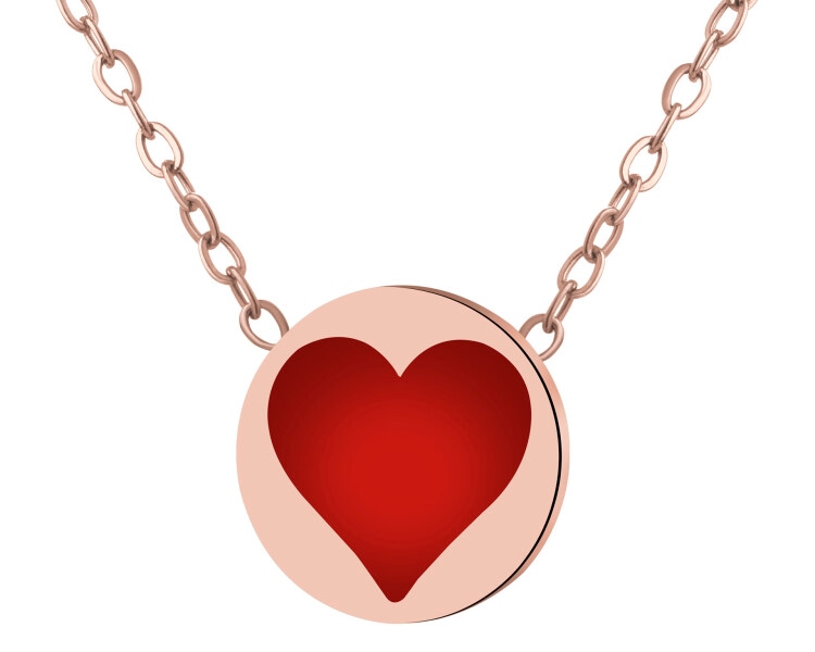 Naszyjnik ze stali szlachetnej z emalią - serce kier