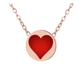 Naszyjnik ze stali szlachetnej z emalią - serce kier