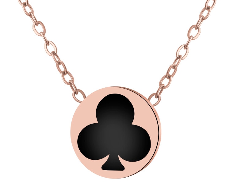 Naszyjnik ze stali szlachetnej z emalią - trefl