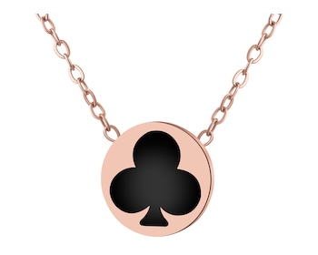 Naszyjnik ze stali szlachetnej z emalią - trefl