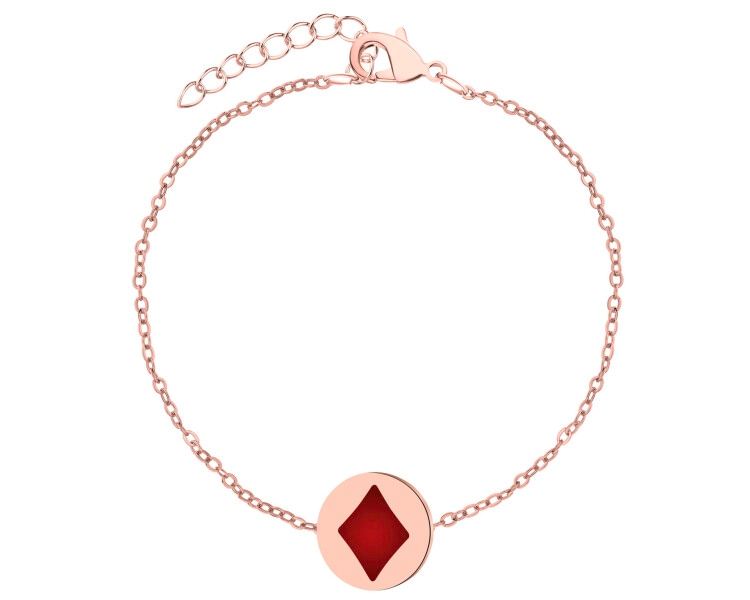 Bransoletka ze stali szlachetnej z emalią - karo