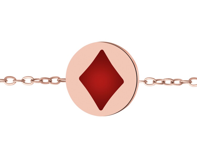 Bransoletka ze stali szlachetnej z emalią - karo