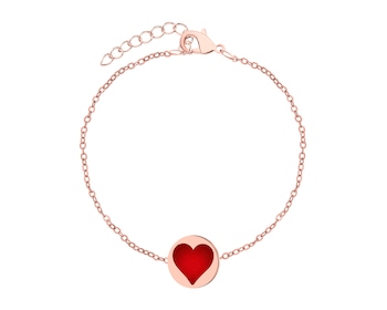 Bransoletka ze stali szlachetnej z emalią - serce kier