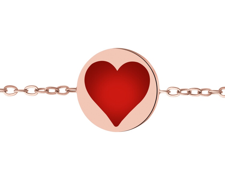 Bransoletka ze stali szlachetnej z emalią - serce kier