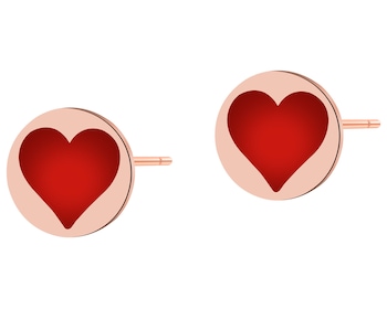 Kolczyki ze stali szlachetnej z emalią - serce kier