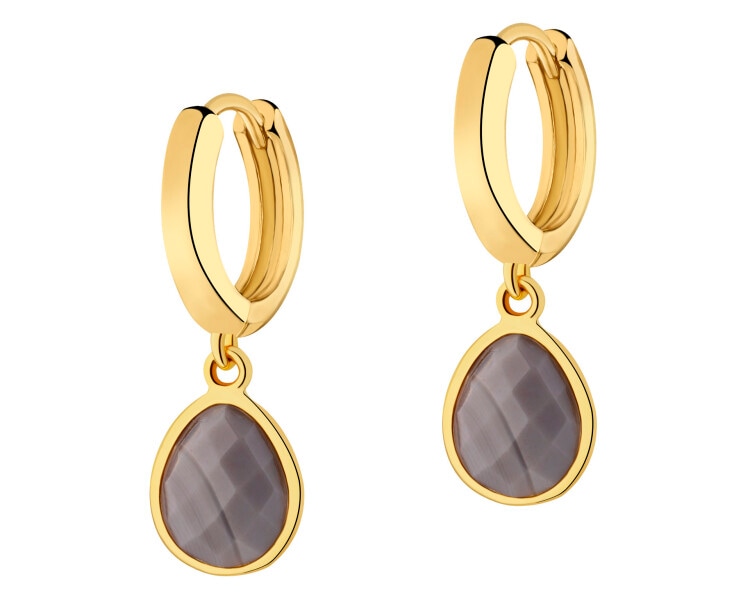 Kolczyki z mosiądzu pozłacane z agatami