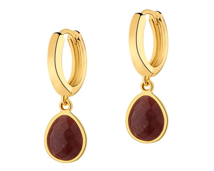 Kolczyki z mosiądzu pozłacane z agatami