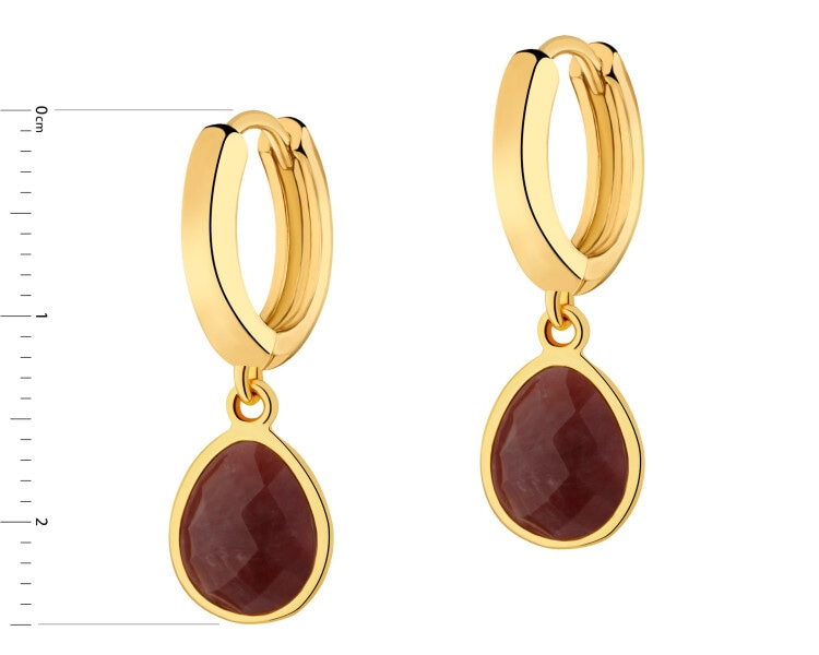 Gold-Plated Brass, Gold-Plated Silver Dangling Earring with Agate