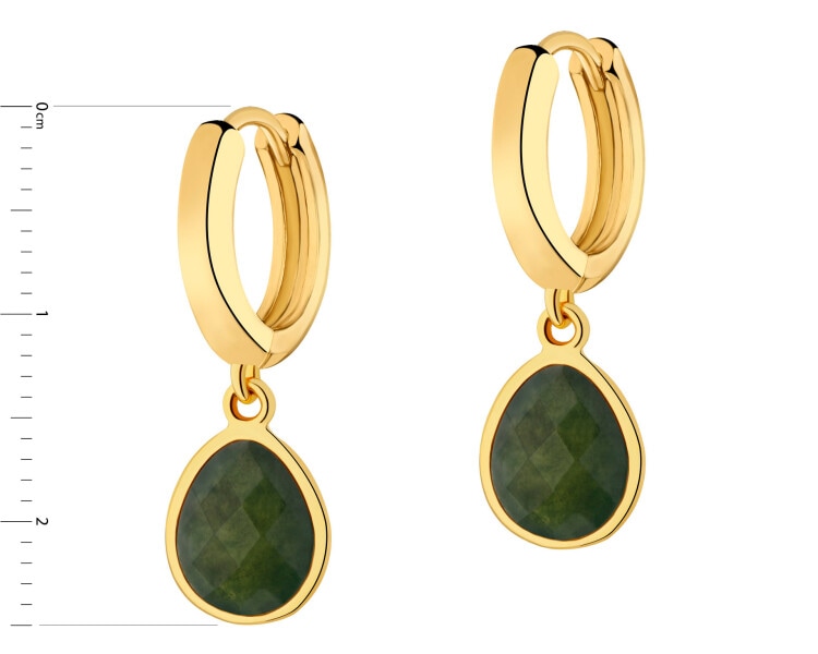 Gold-Plated Brass, Gold-Plated Silver Dangling Earring with Agate