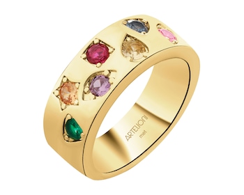 Pierścionek z mosiądzu pozłacany z cyrkoniami