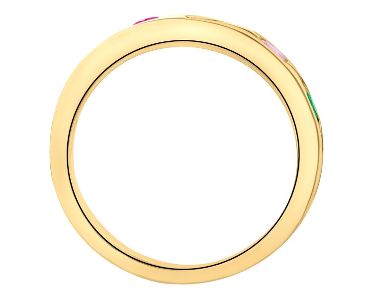 Pierścionek z mosiądzu pozłacany z cyrkoniami