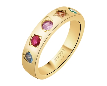 Pierścionek z mosiądzu pozłacany z cyrkoniami