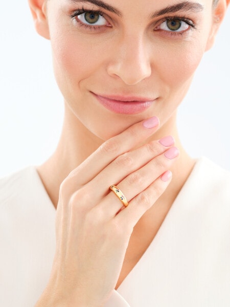 Gold-Plated Brass Ring with Cubic Zirconia