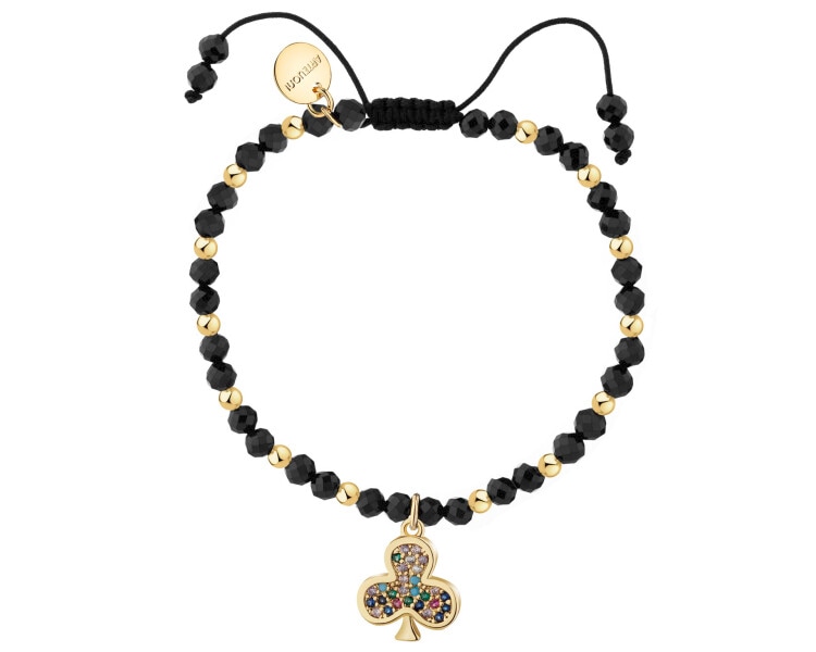 Bransoletka z mosiądzu pozłacana z cyrkoniami i spinelami - trefl