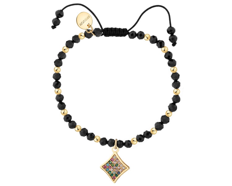 Bransoletka z mosiądzu pozłacana z cyrkoniami i spinelami - karo