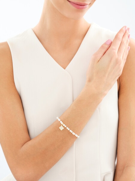 Pozlacený náramek z mosazi s perlami a zirkony