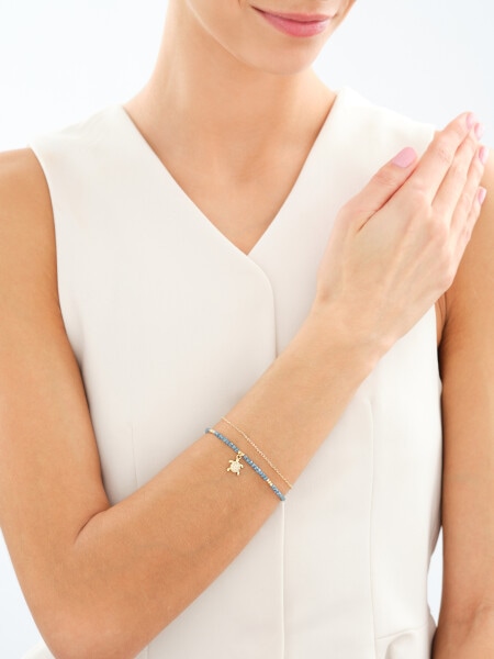 Pozlacený náramek z mosazi se zirkony – želva