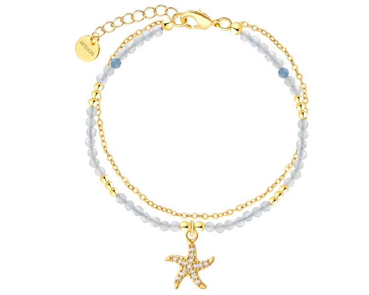 Bransoletka z mosiądzu pozłacana z cyrkoniami - rozgwiazda