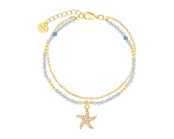 Bransoletka z mosiądzu pozłacana z cyrkoniami - rozgwiazda