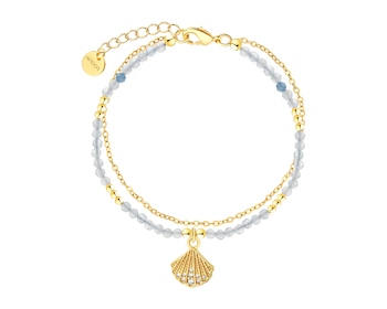 Bransoletka z mosiądzu pozłącana z cyrkoniami - muszla