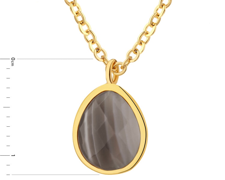 Gold-Plated Brass Necklace with Agate