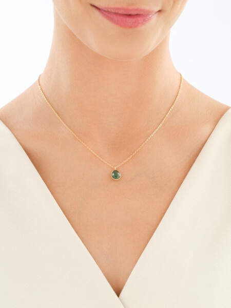 Pozlacený náhrdelník z mosazi s achátem