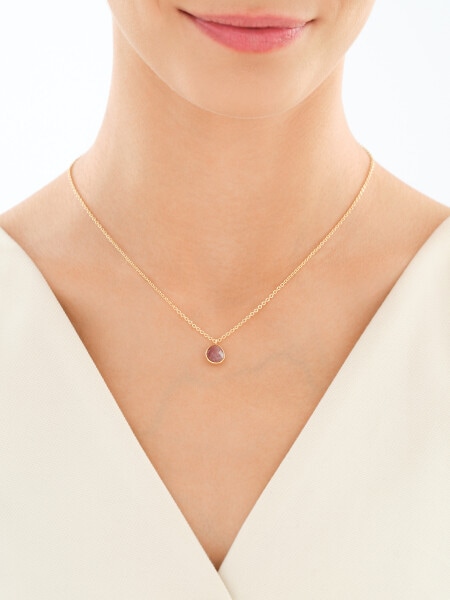 Gold-Plated Brass Necklace with Agate