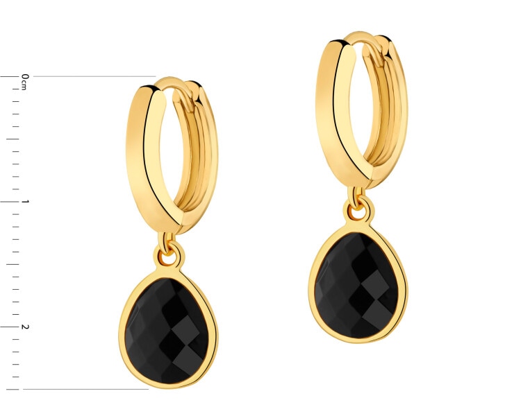 Gold-Plated Brass Dangling Earring with Agate