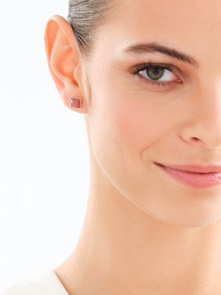 Pozlacené náušnice z mosazi s křemeny - čtverce