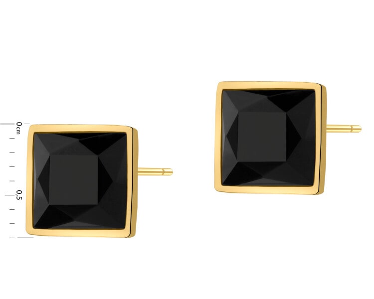 Gold-Plated Brass, Gold-Plated Silver Earrings with Agate