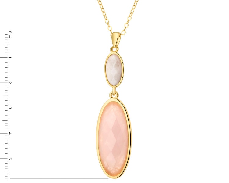 Gold-Plated Brass Necklace with Quartz