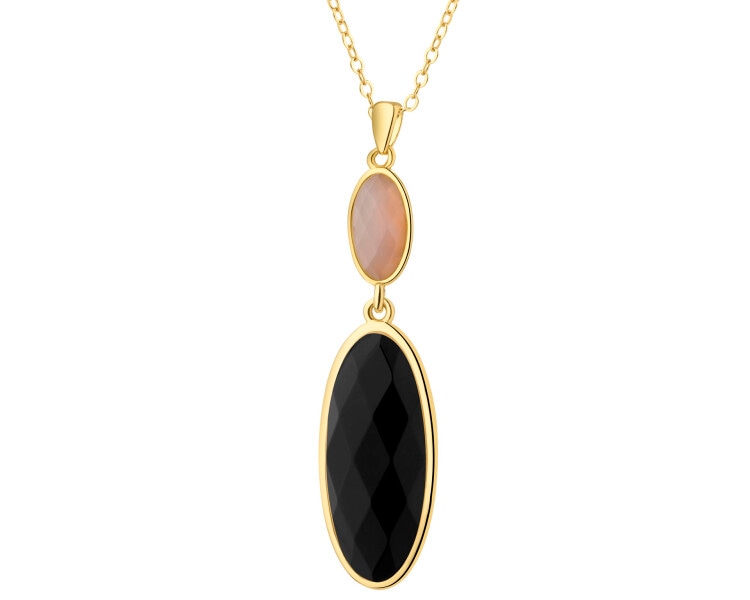 Naszyjnik z mosiądzu pozłacany z agatami