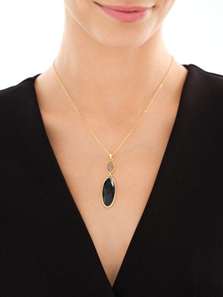 Pozlacený náhrdelník z mosazi s acháty