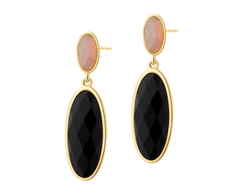 Kolczyki z mosiądzu pozłacane z agatami