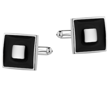 Spinki do mankietów ze stali szlachetnej z emalią - kwadraty
