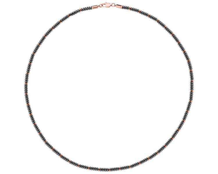 Naszyjnik ze stali szlachetnej z hematytami