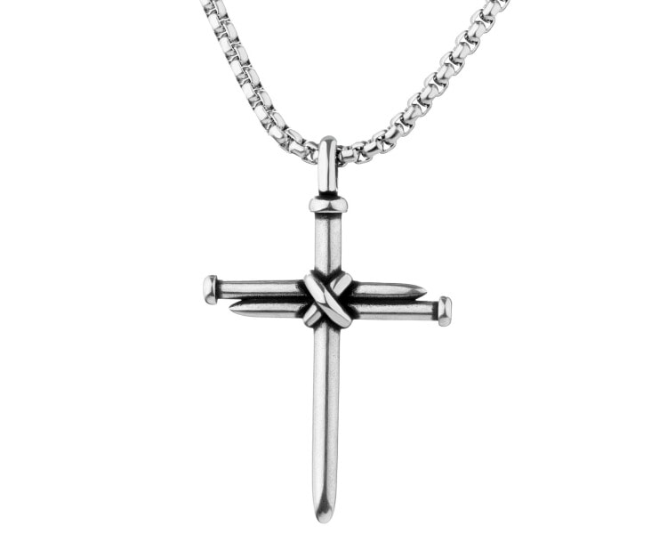 Naszyjnik ze stali szlachetnej - krzyż