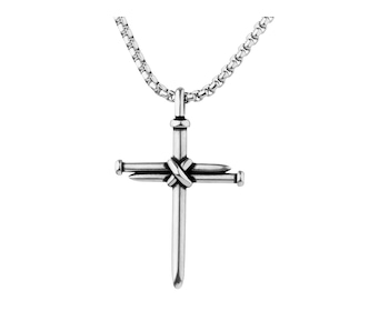 Naszyjnik ze stali szlachetnej - krzyż