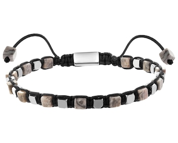 Bransoletka ze stali szlachetnej z jadeitami