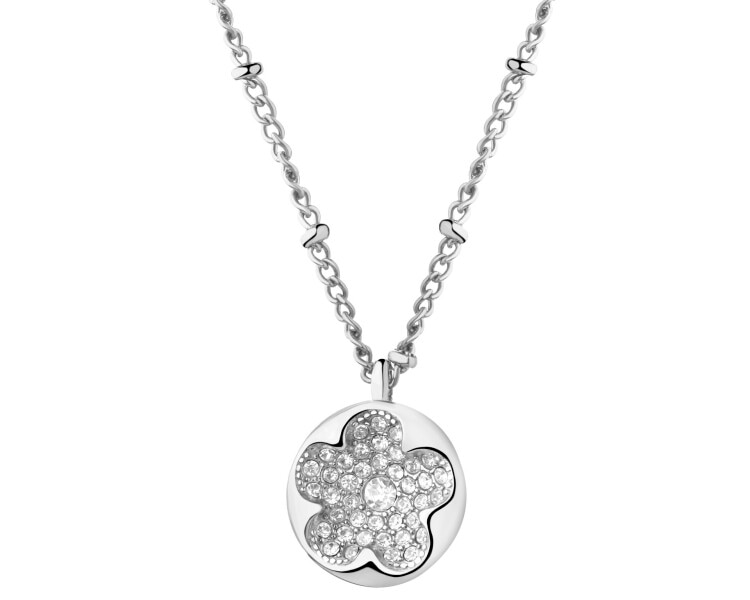 Naszyjnik ze stali szlachetnej z kryształami - kwiat