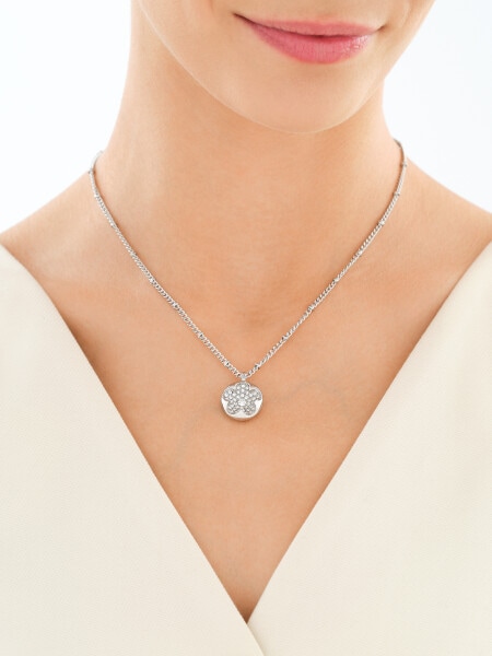 Náhrdelník z ušlechtilé oceli s krystaly - květ