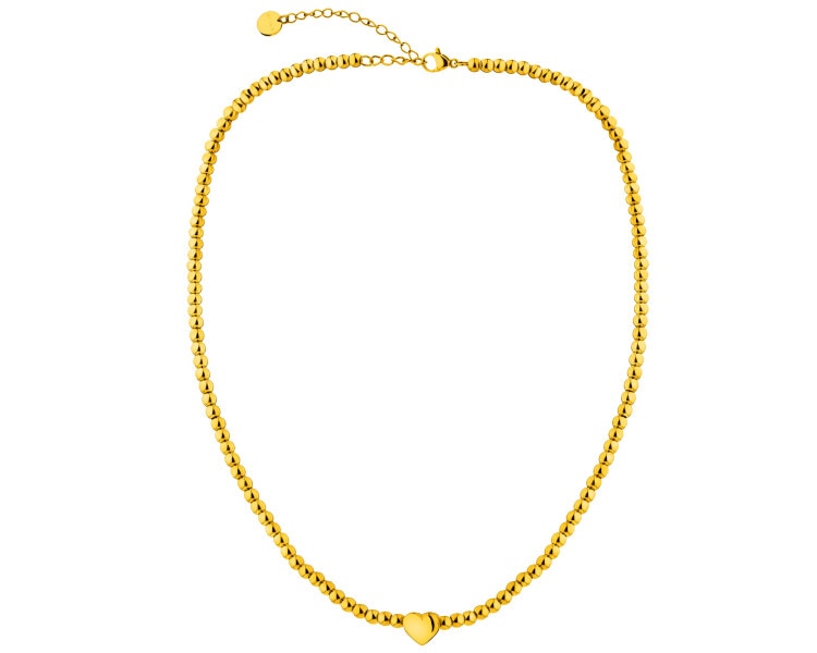 Naszyjnik ze stali szlachetnej - serce, kulki