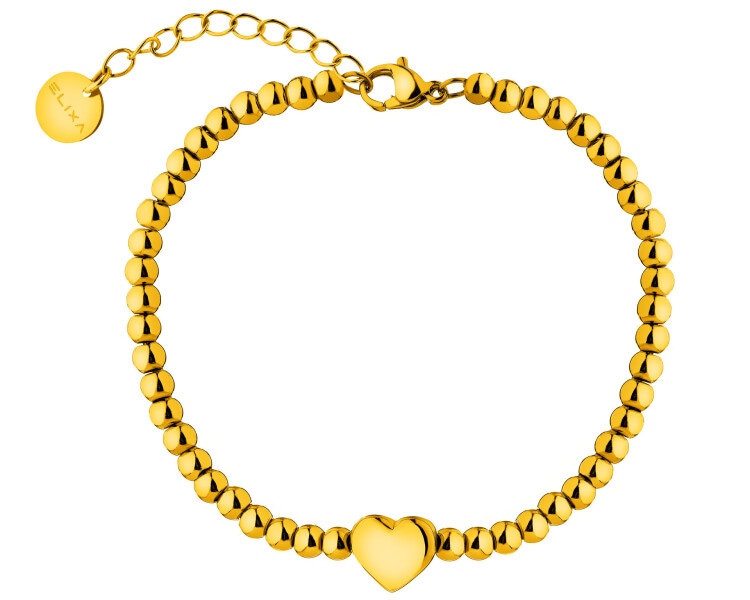 Bransoletka ze stali szlachetnej - serce, kulki