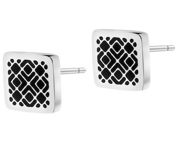 Kolczyki ze stali szlachetnej z emalią - kwadraty