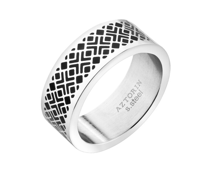 Obrączka ze stali szlachetnej z emalią